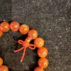 Orange crystal Buddhist prayer beads, cultural and artistic bracelets, handcrafted accessories details Picture